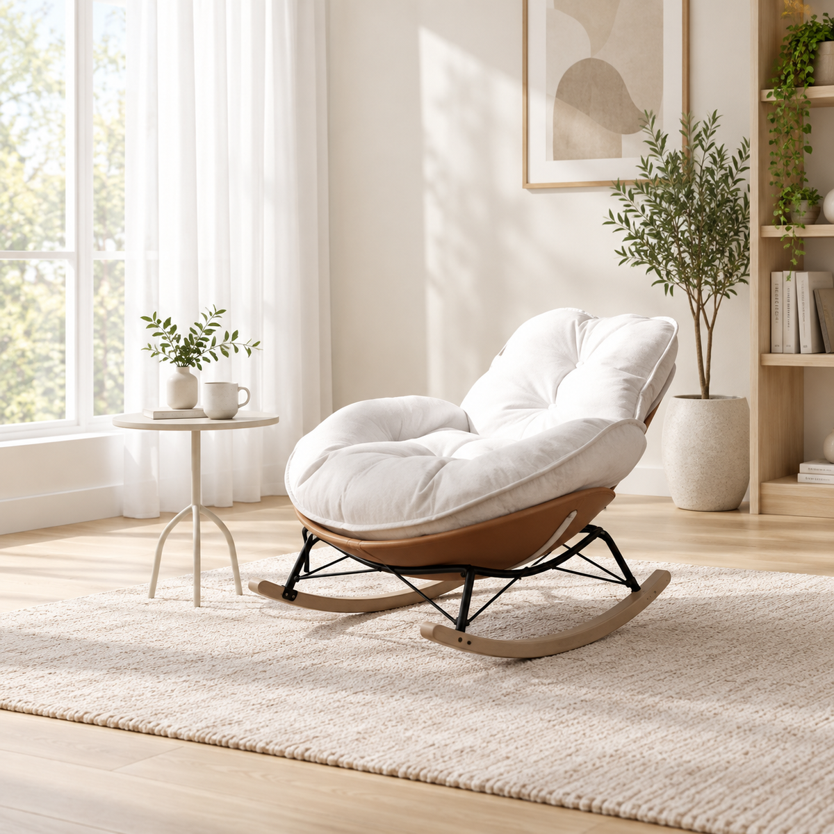 Rocking Chair en nano-velours avec repose-pieds | NOMA
