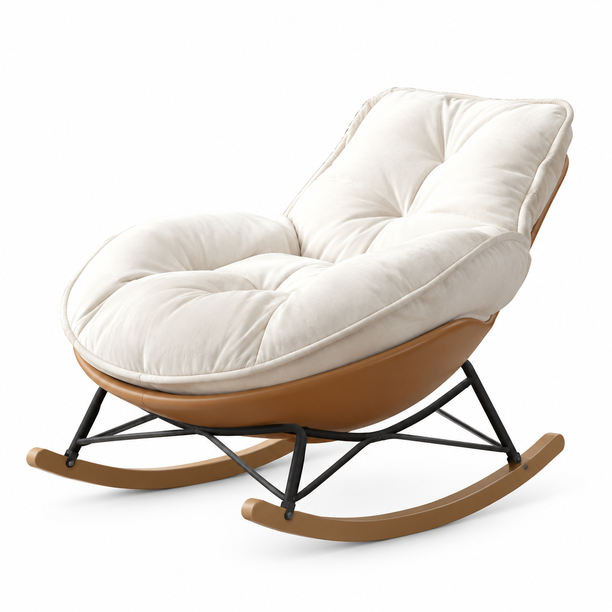 Rocking Chair en nano-velours avec repose-pieds | NOMA