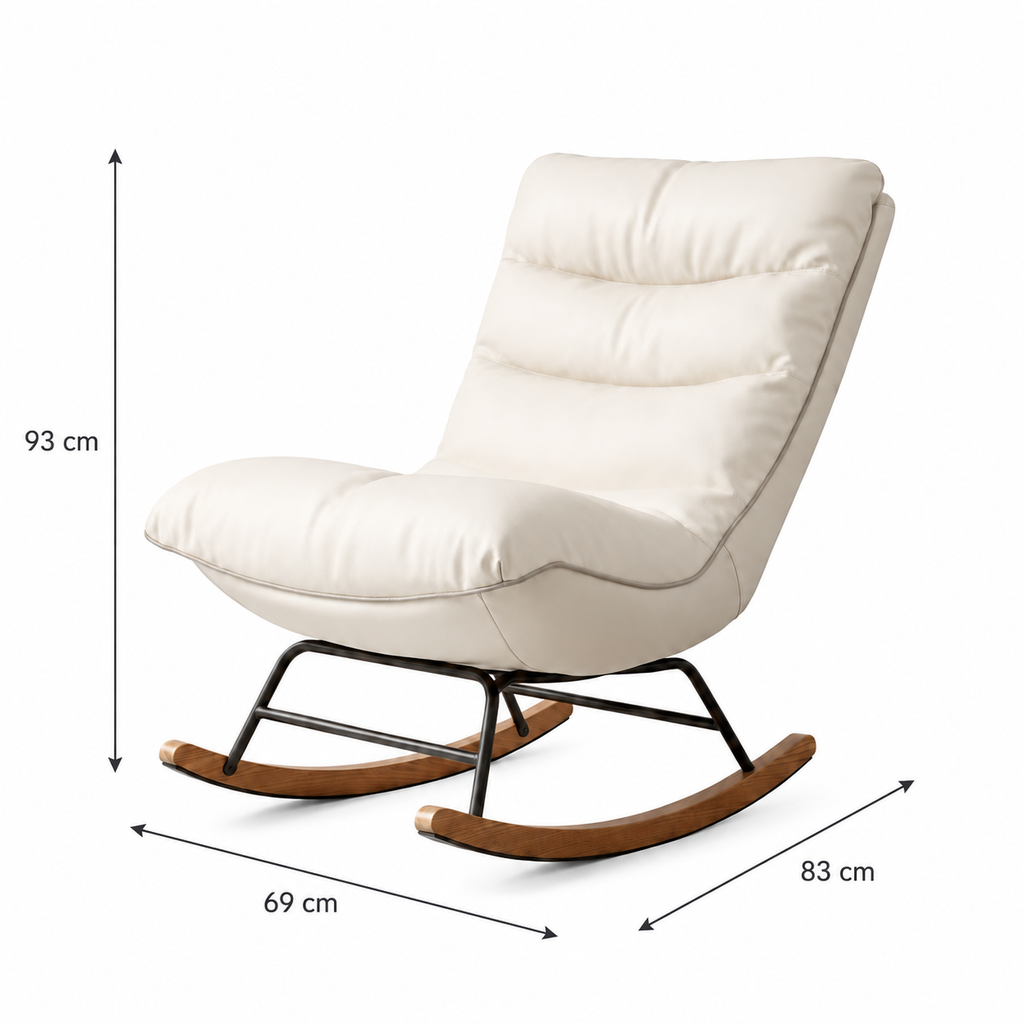 Rocking Chair en tissu lin dossier haut | CHALE