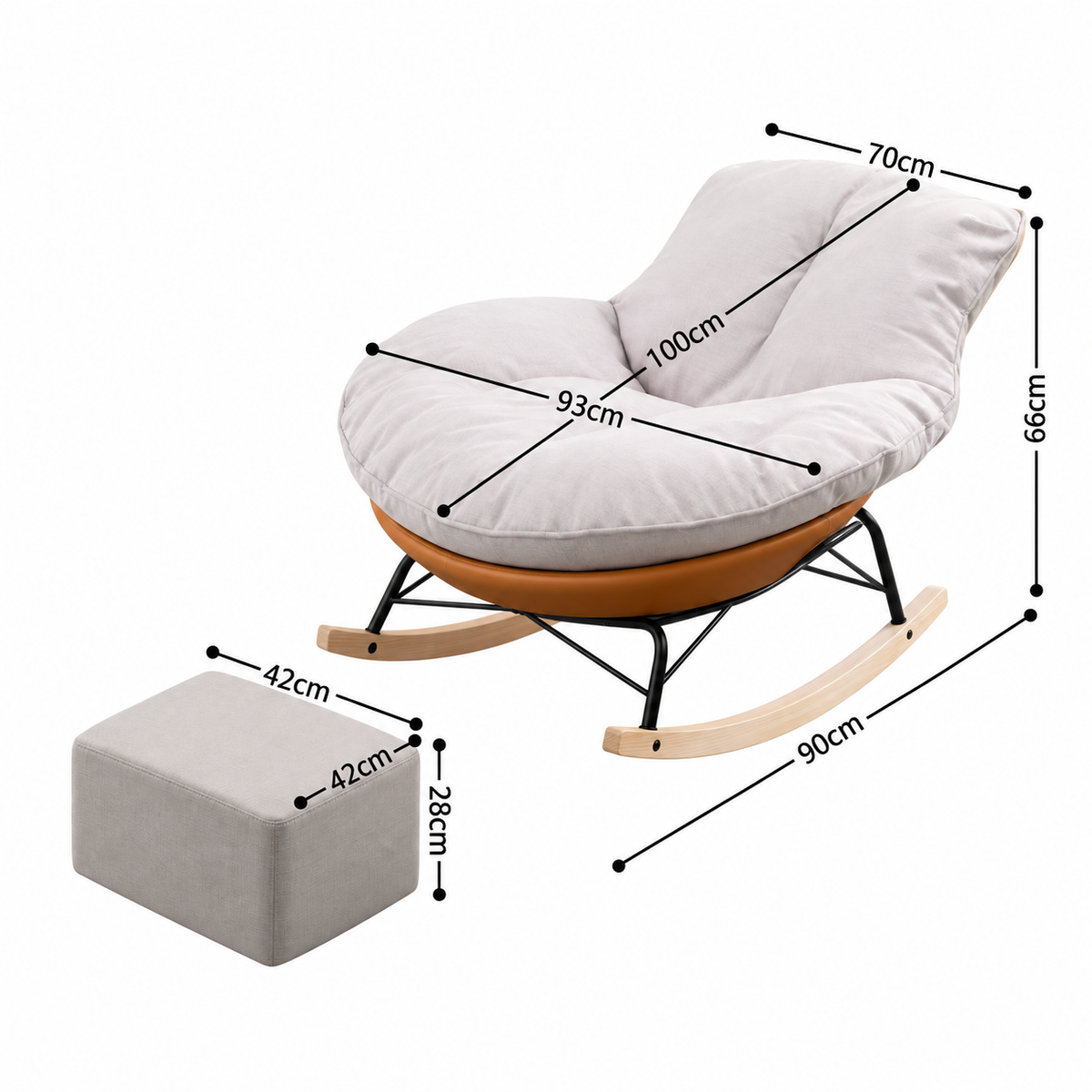 Rocking Chair en nano-velours avec repose-pieds | NOMA