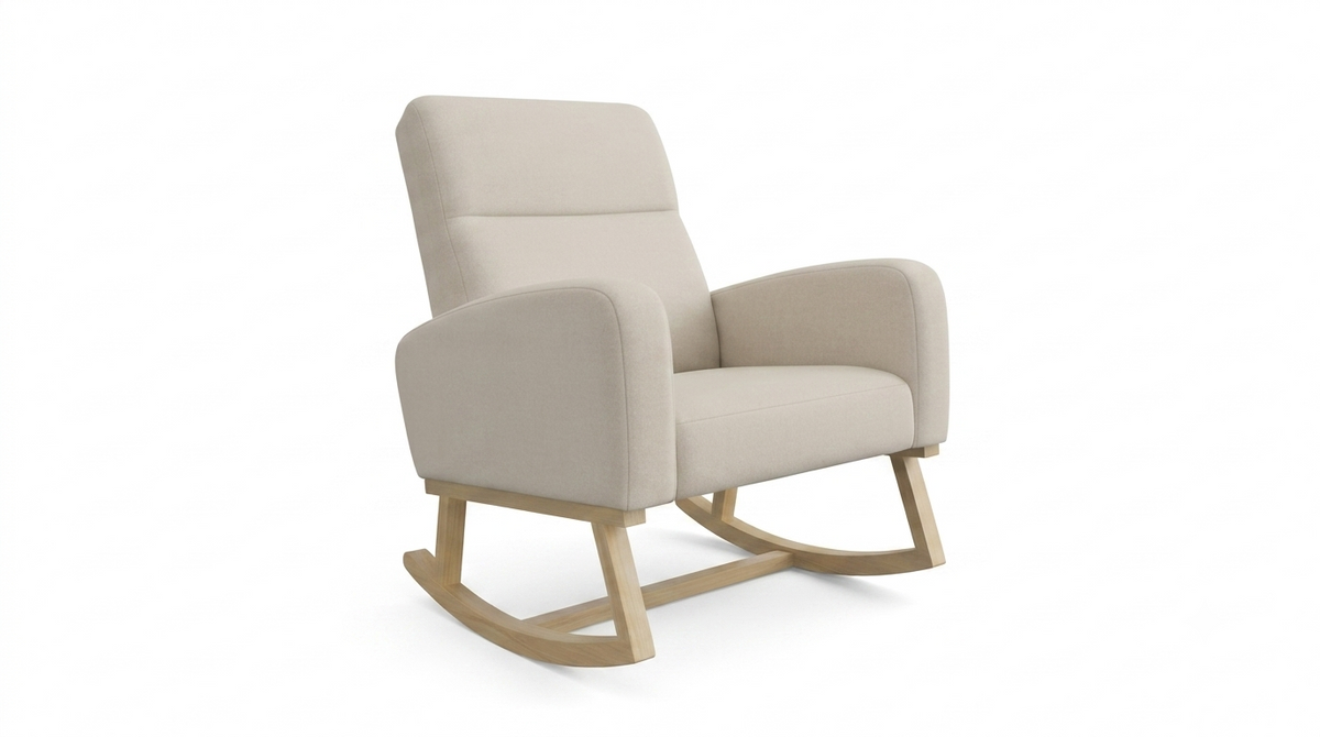Rocking Chair en tissu teddy avec accoudoirs | DOVA