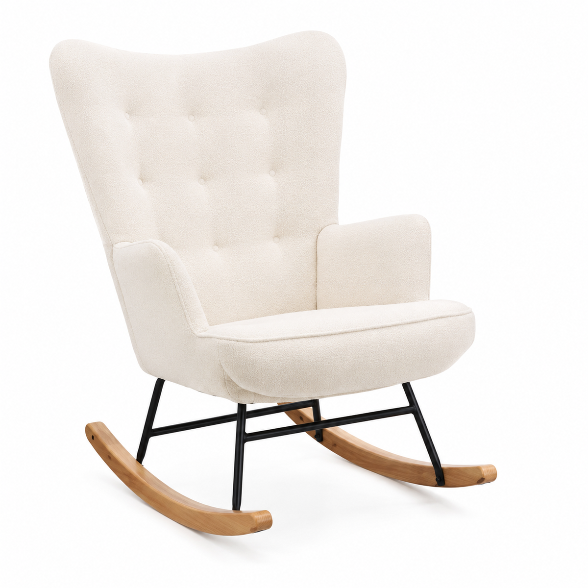 Rocking Chair en tissu teddy dossier haut | NEVA