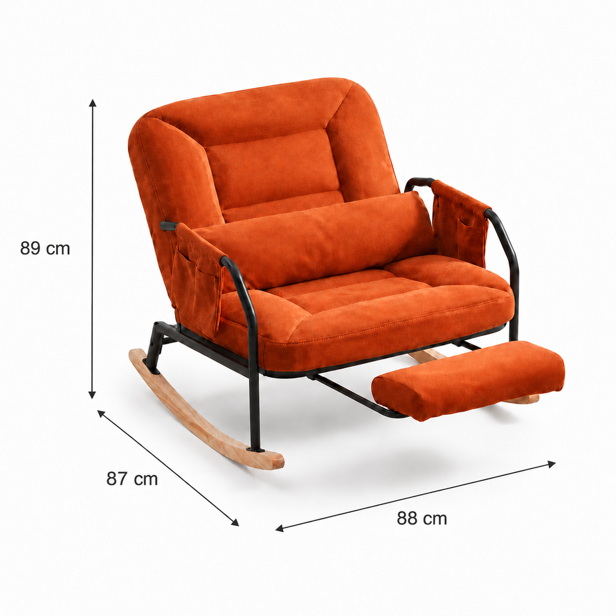 Rocking Chair en velours côtelé avec repose-pieds | TORO