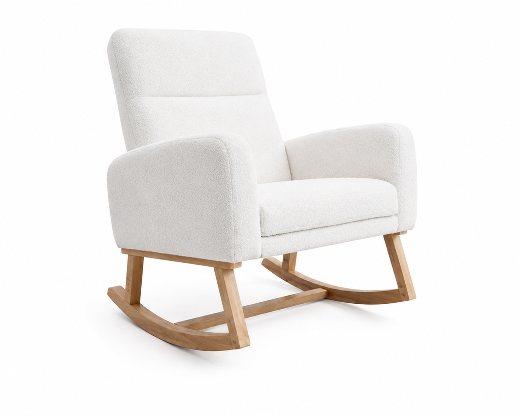 Rocking Chair en tissu teddy avec accoudoirs | DOVA