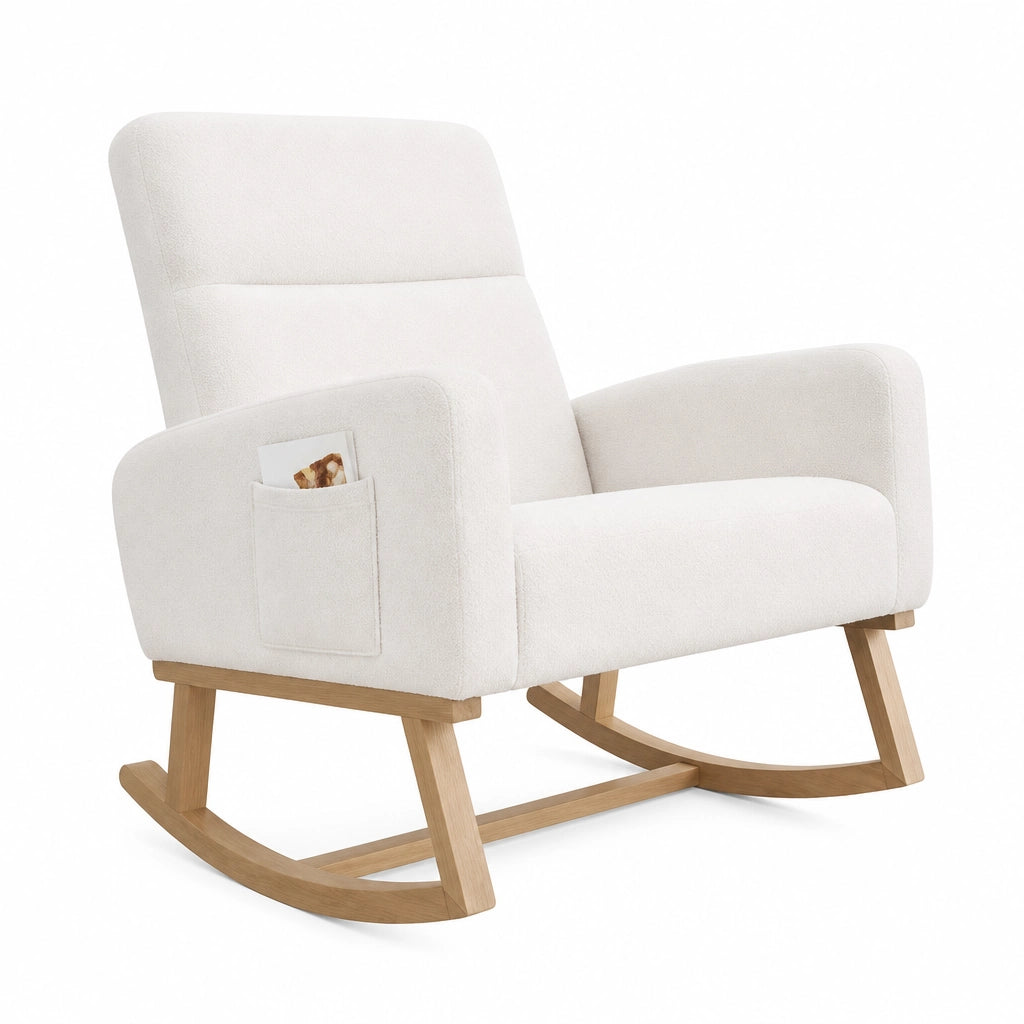 Rocking Chair en tissu teddy avec accoudoirs | DOVA