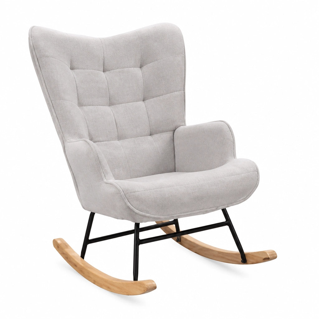Rocking Chair en tissu teddy dossier haut | NEVA