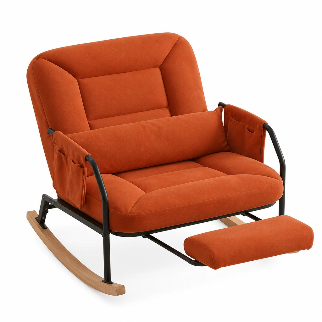 Rocking Chair en velours côtelé avec repose-pieds | TORO