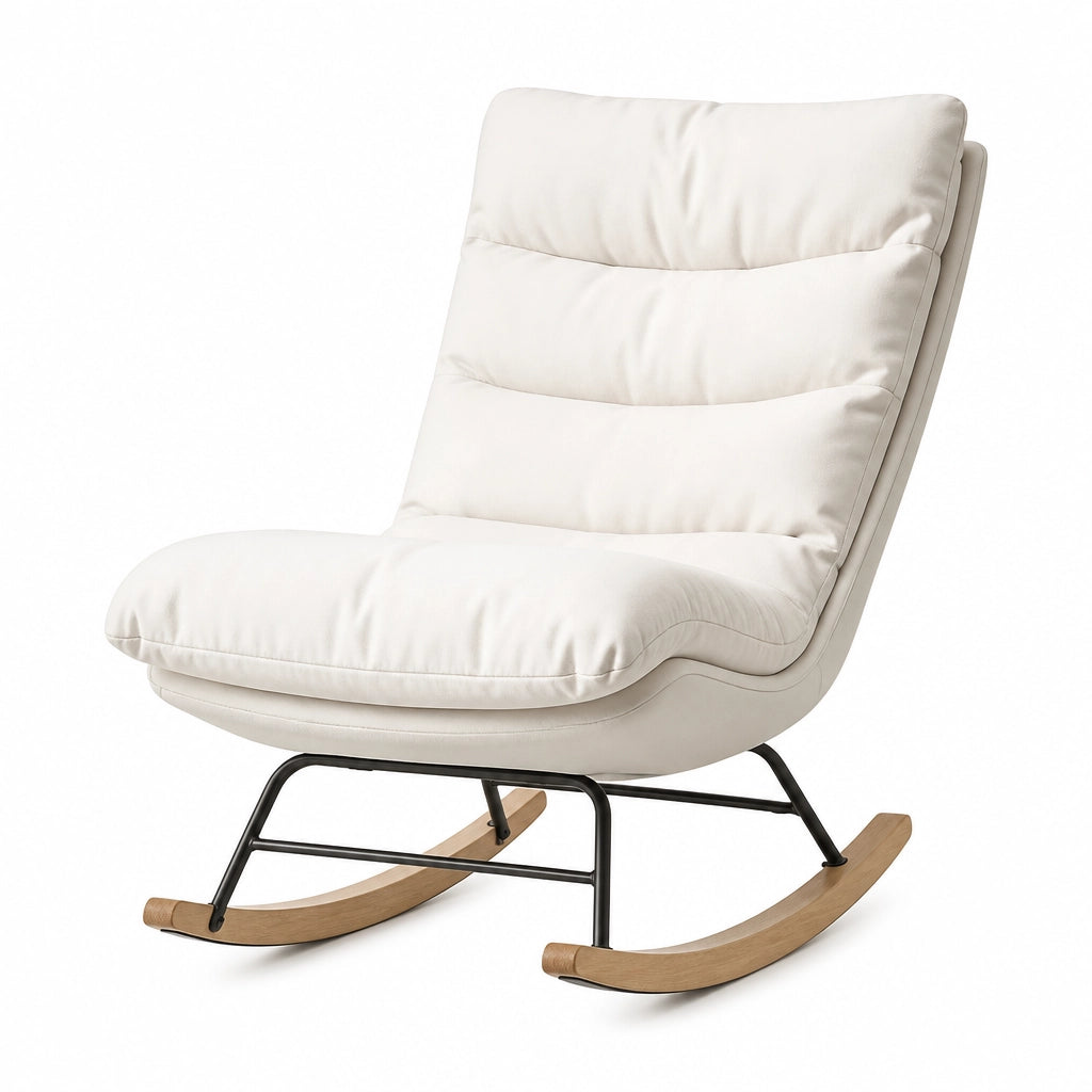 Rocking Chair en tissu lin dossier haut | CHALE