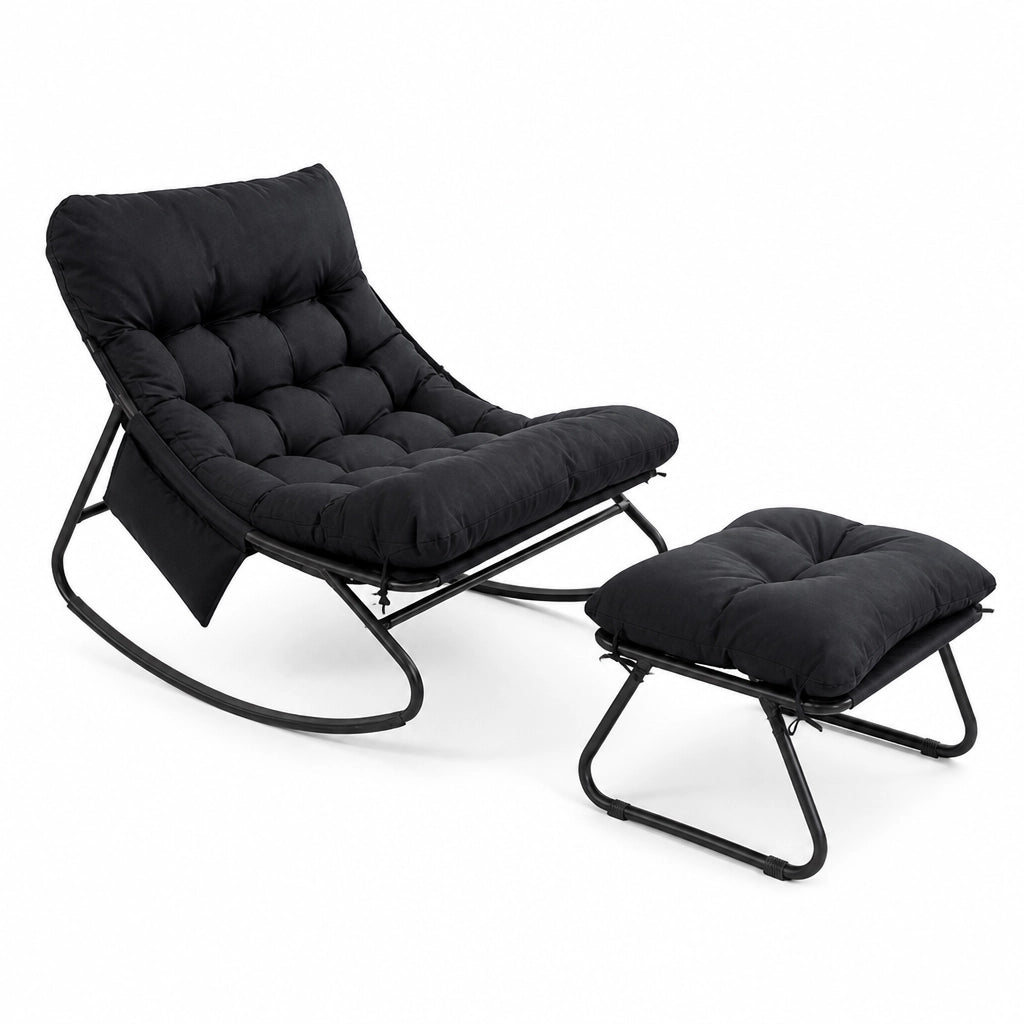 Rocking Chair en métal avec repose-pieds | POSA