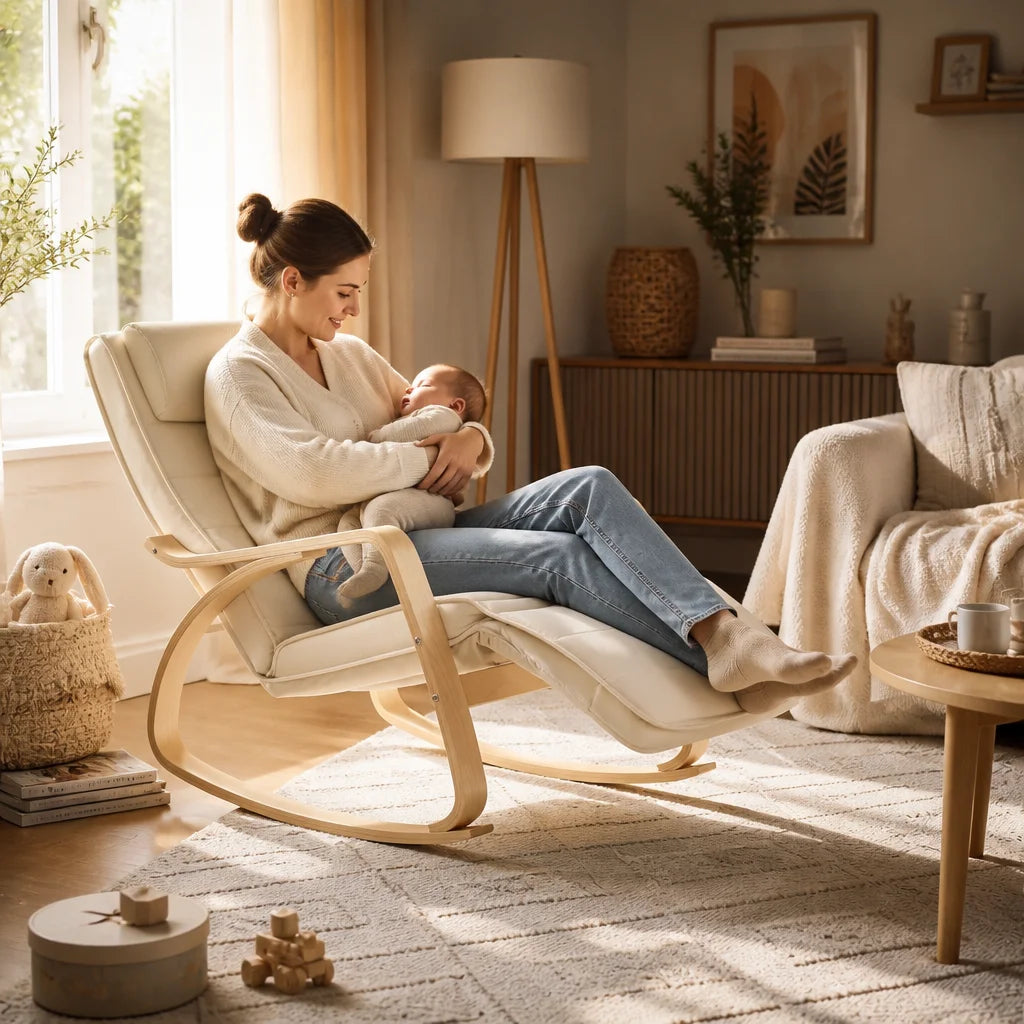 Rocking Chair en bouleau avec repose-jambes | AXLO