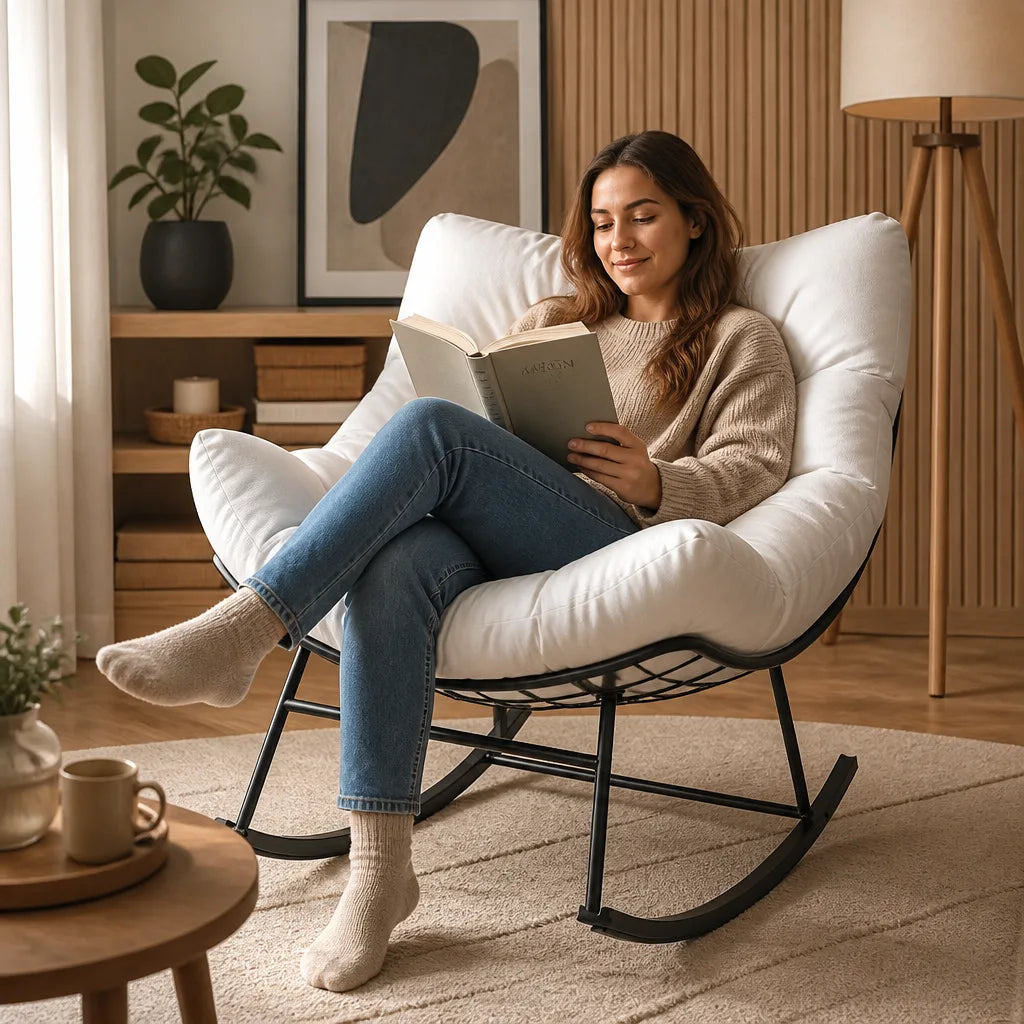 Rocking Chair en acier avec coussin rembourré | EPANE