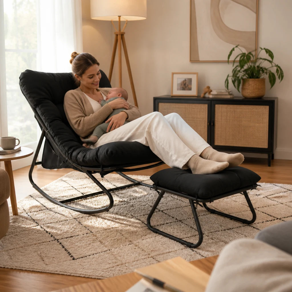 Rocking Chair en métal avec repose-pieds | POSA