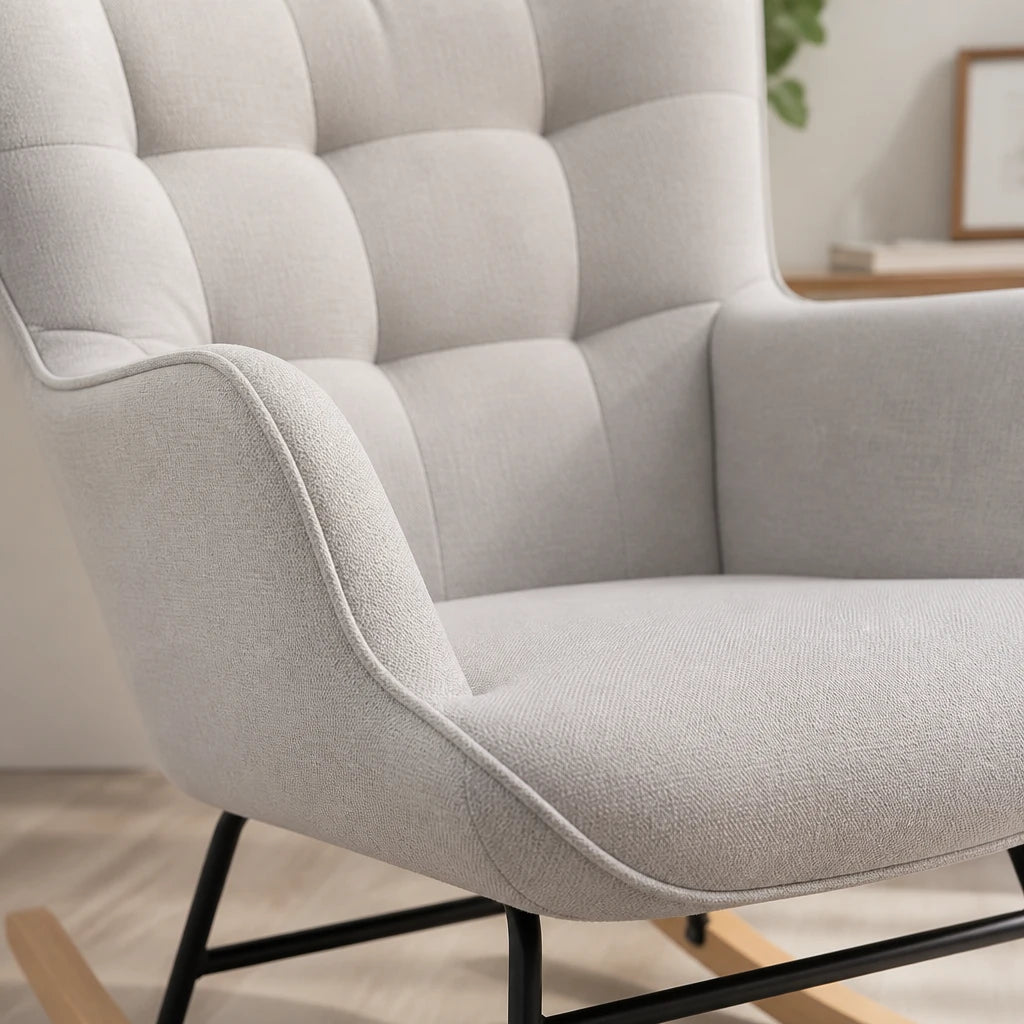 Rocking Chair en tissu teddy dossier haut | NEVA