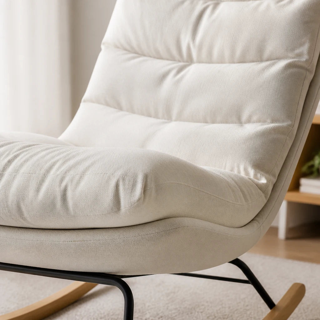 Rocking Chair en tissu lin dossier haut | CHALE