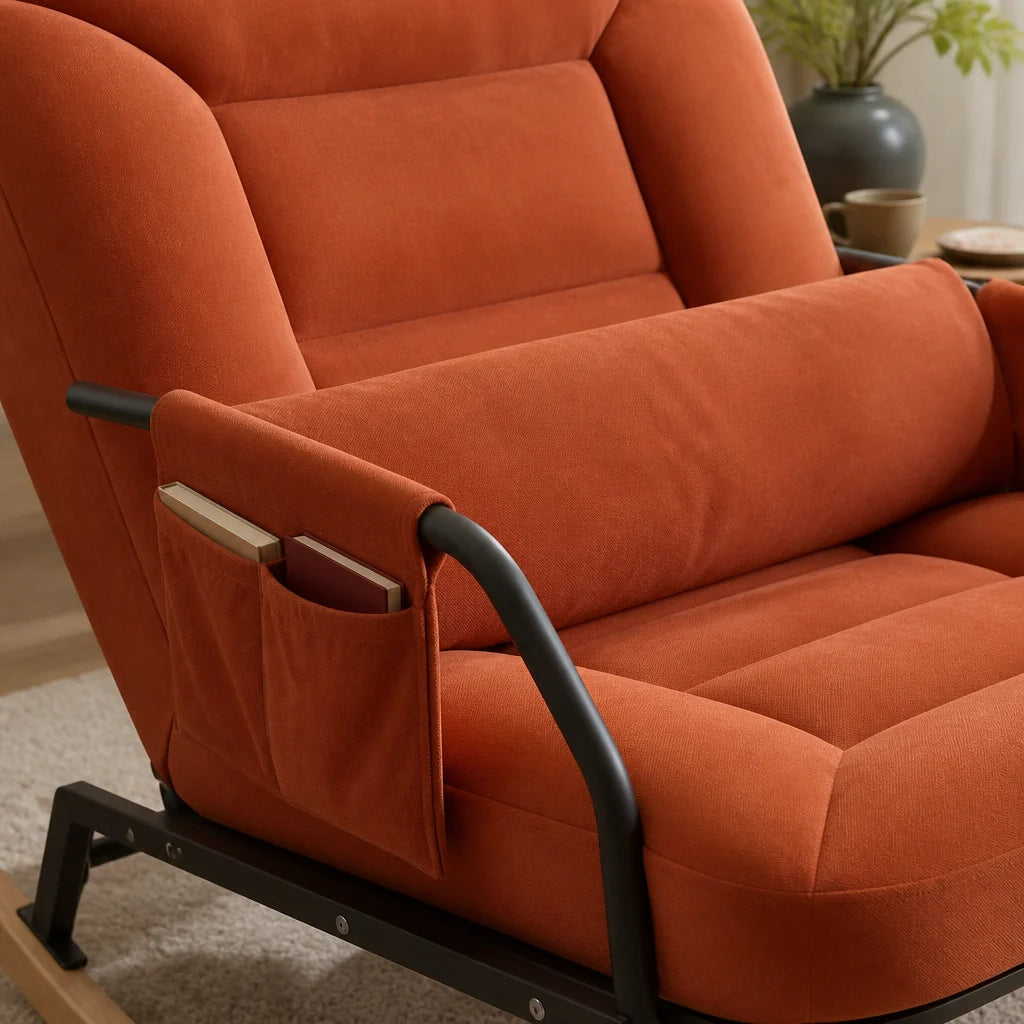 Rocking Chair en velours côtelé avec repose-pieds | TORO