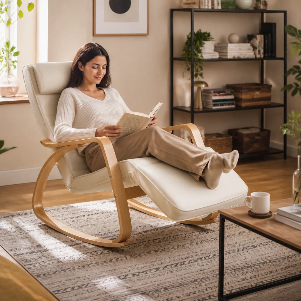 Rocking Chair en bouleau avec repose-jambes | AXLO
