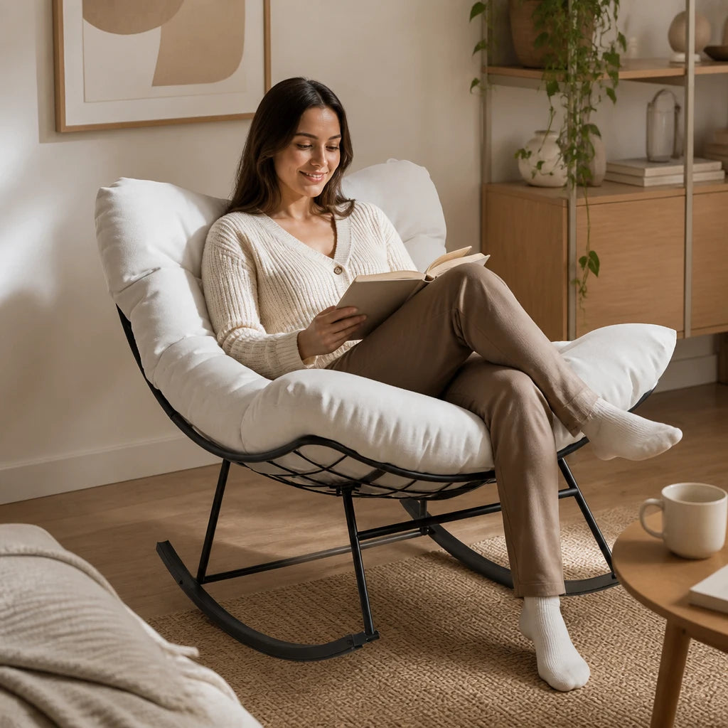 Rocking Chair en acier avec coussin rembourré | EPANE