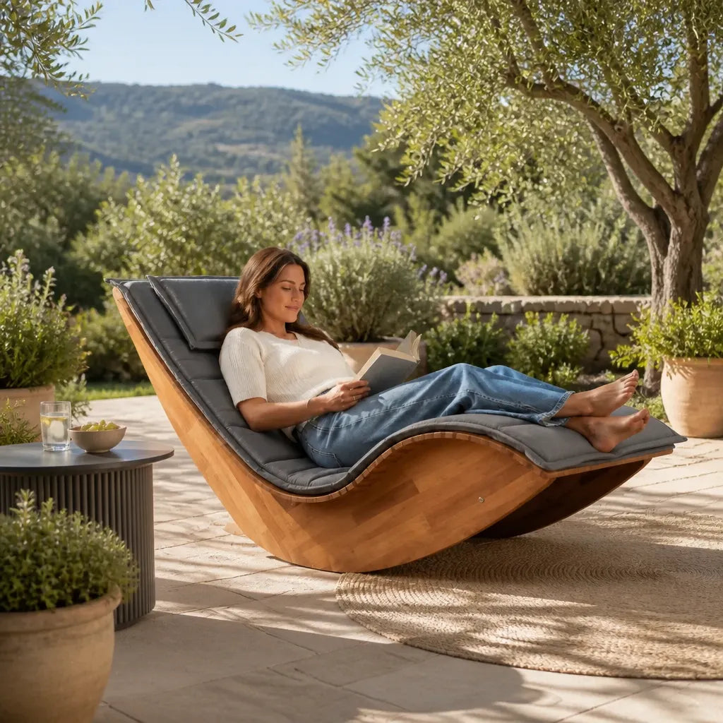 Rocking Chair en bois d’acacia à assise allongée | BEA