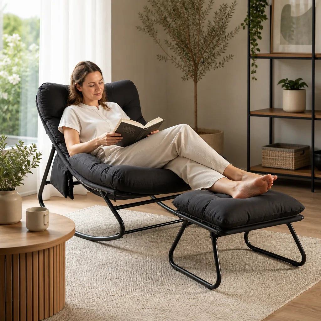 Rocking Chair en métal avec repose-pieds | POSA