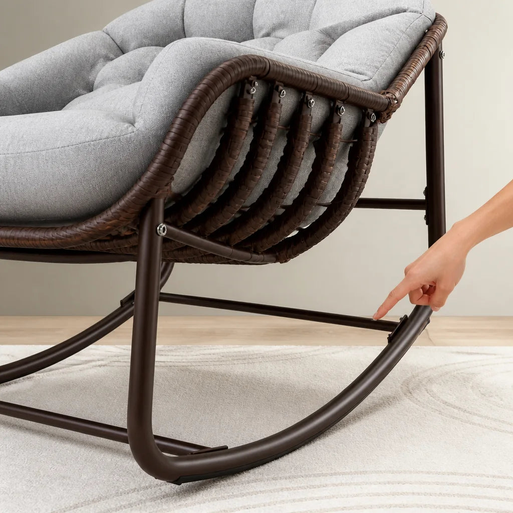 Rocking Chair en rotin avec coussins | MINA