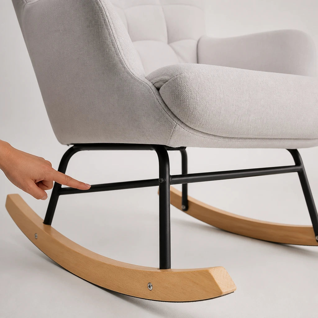 Rocking Chair en tissu teddy dossier haut | NEVA