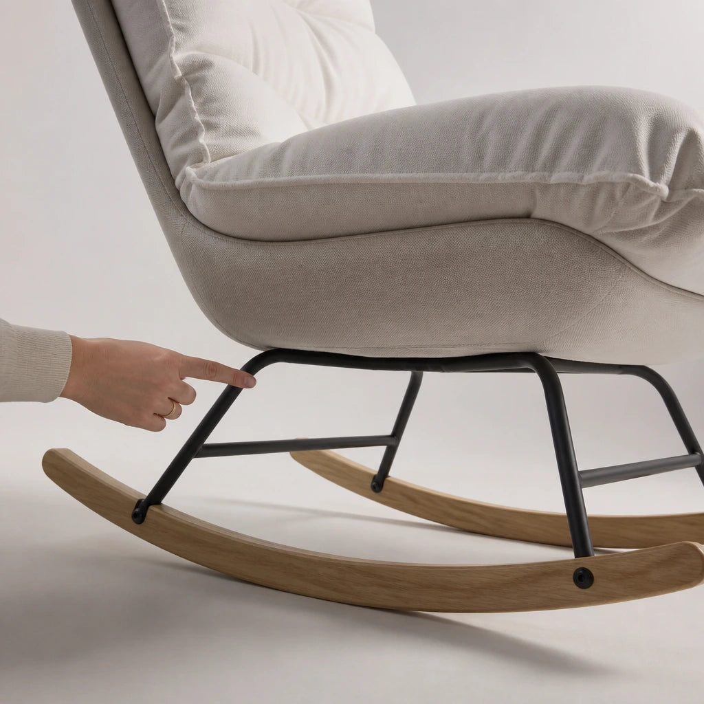 Rocking Chair en tissu lin dossier haut | CHALE