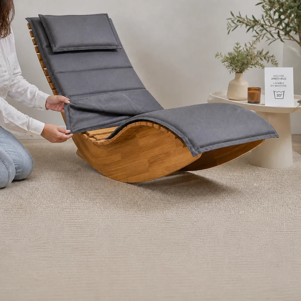 Rocking Chair en bois d’acacia à assise allongée | BEA