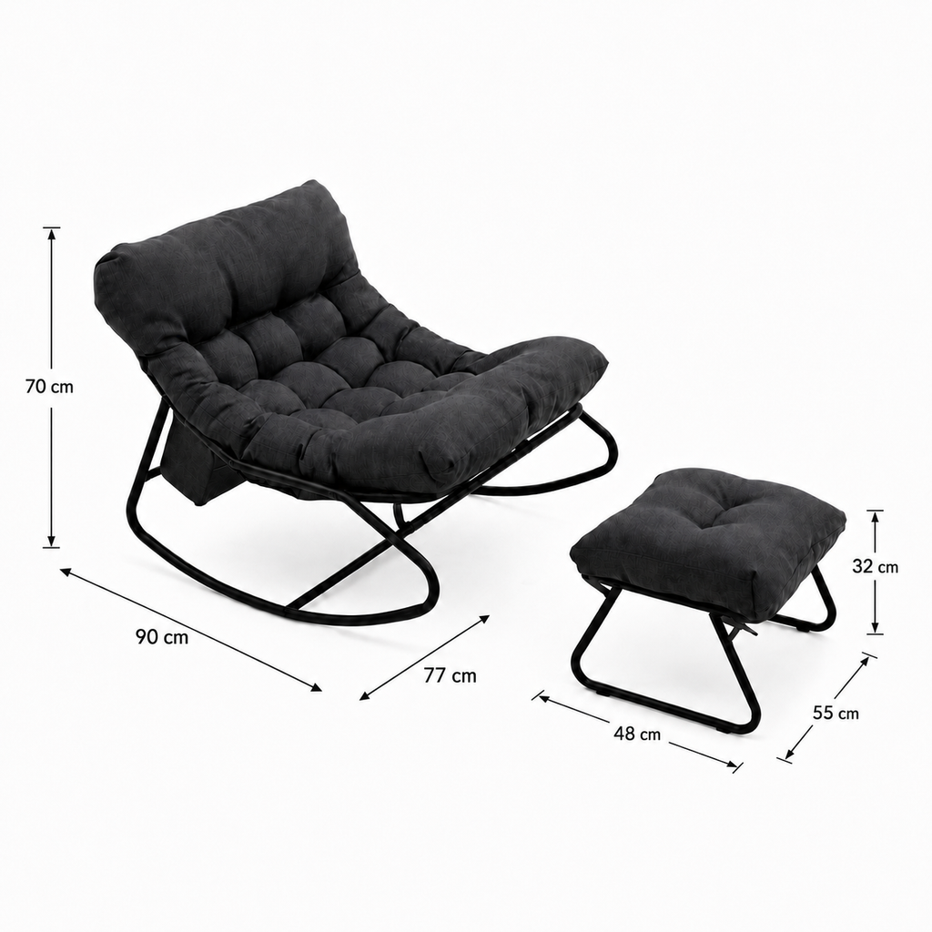 Rocking Chair en métal avec repose-pieds | POSA