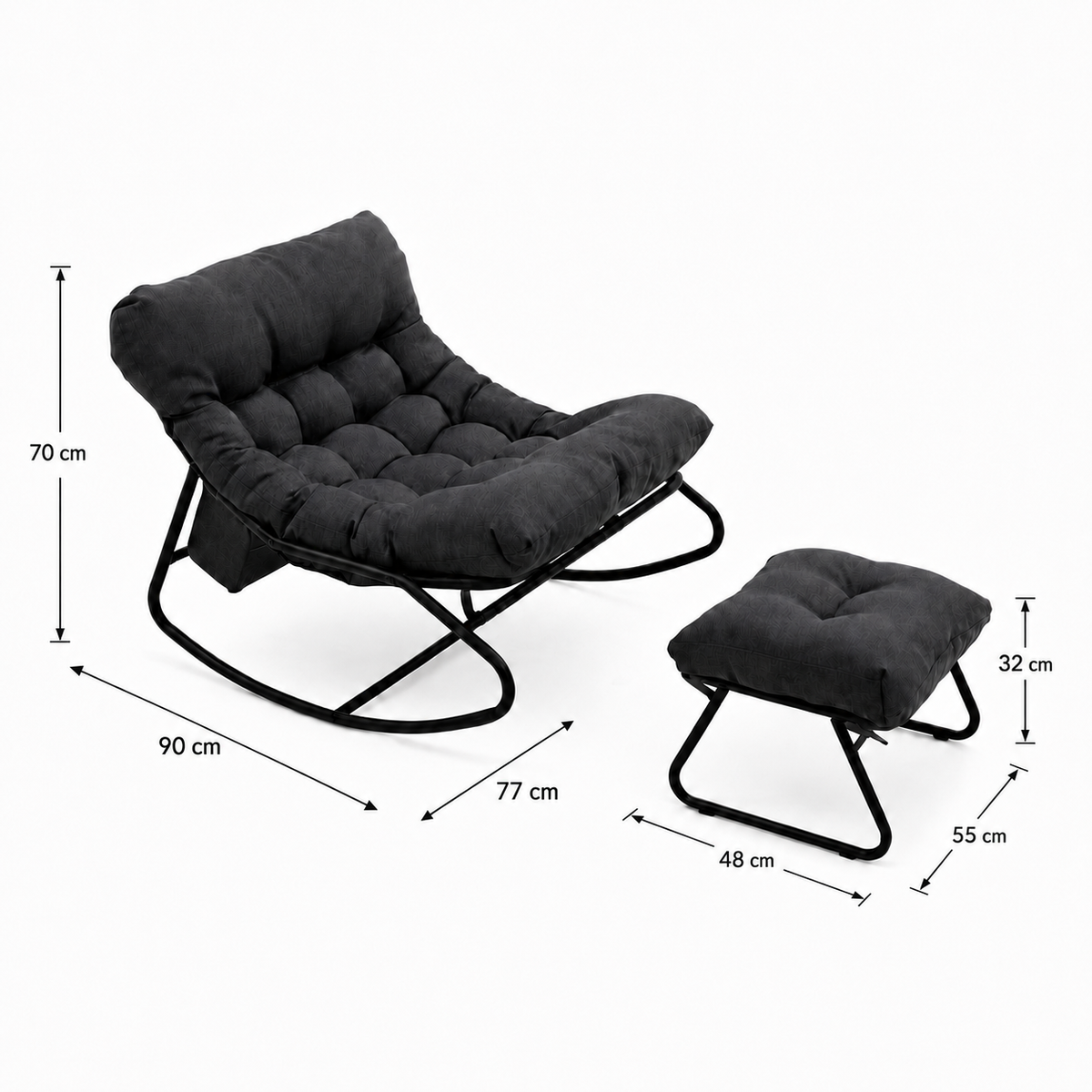 Rocking Chair en métal avec repose-pieds | POSA